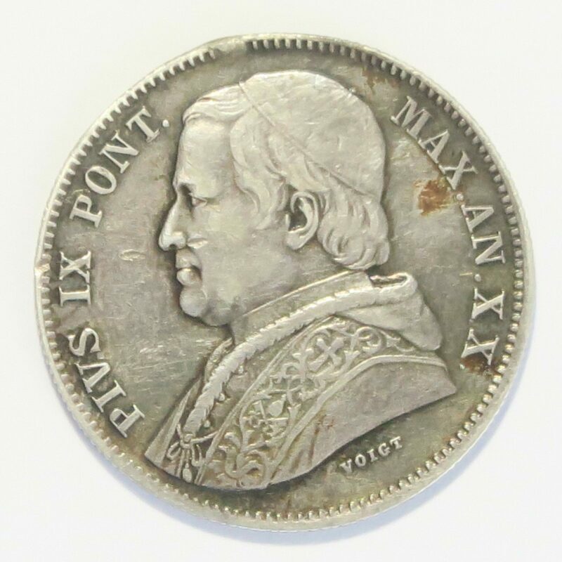 Papal States 20 Baiocchi 1865