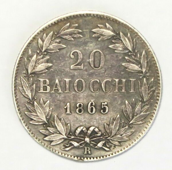 Papal States 20 Baiocchi 1865