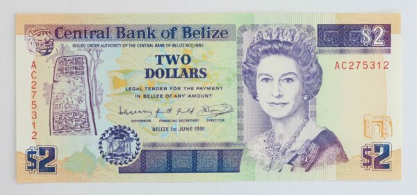 Belize Two Dollars 1991