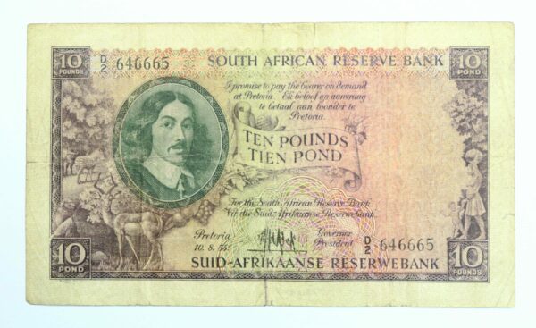 Sth Africa Ten Pounds 1955