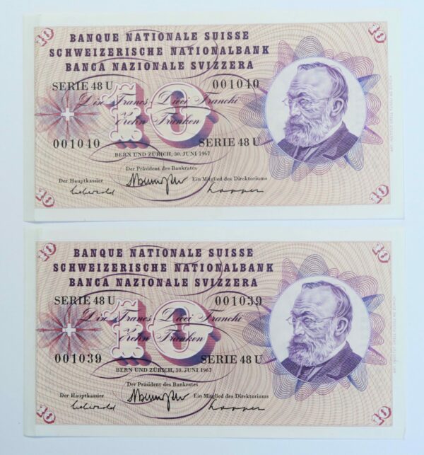 Switzerland 10 Franken pair