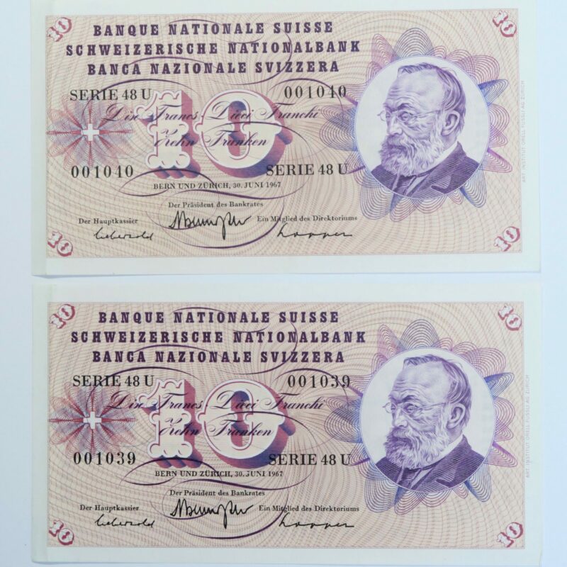 Switzerland 10 Franken pair