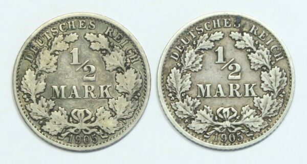 2 German Half Marks 1905