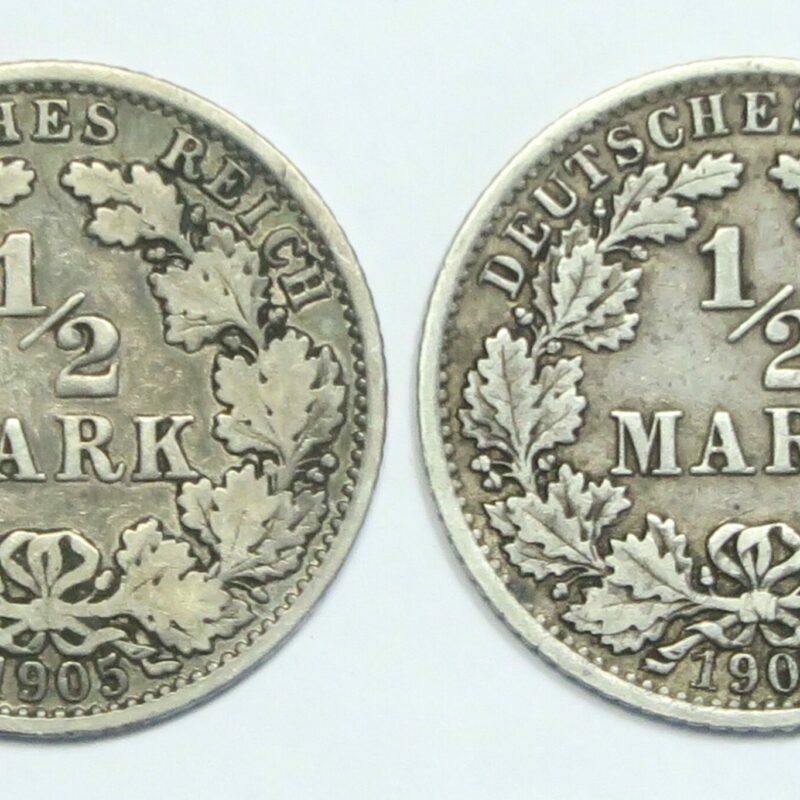 2 German Half Marks 1905