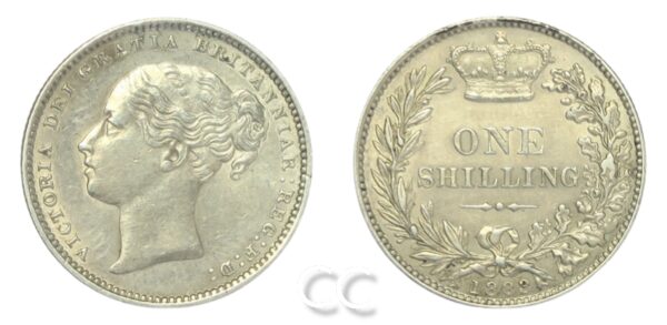 1883 Shilling EF Young Head