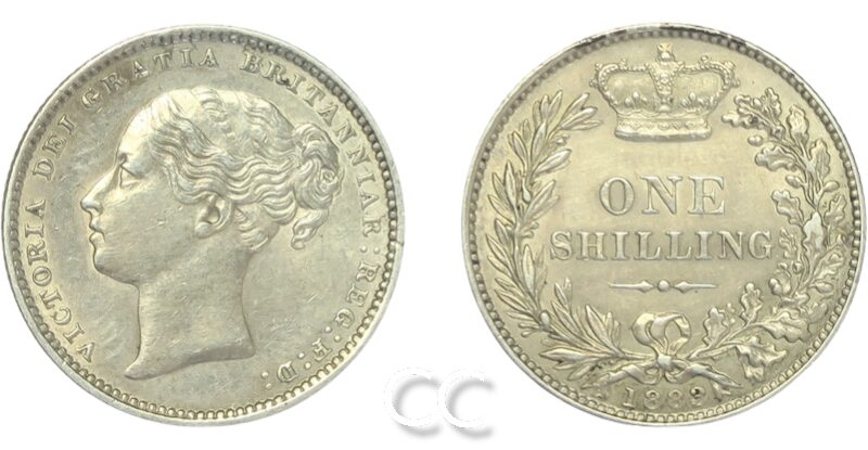 1883 Shilling EF Young Head