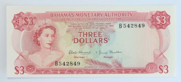 Bahamas $3 1968 Unc