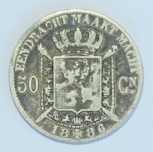Belgium 50 Centimes 1886 Leopold II