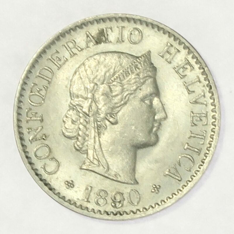 Swiss 5 Rappen 1890 aUnc