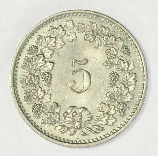 Swiss 5 Rappen 1890 aUnc