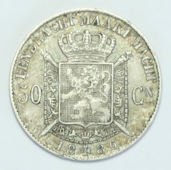 Belgium 50 Centimes 1886 EF