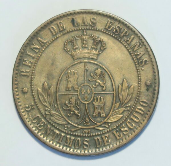 Spain 5 Centimos 1868