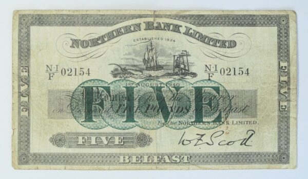 Northern Bank 5 Pounds 1940