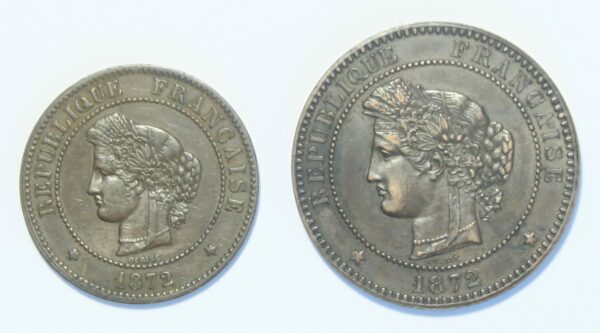 1872 5 & 10 Centimes EF Paris Mint