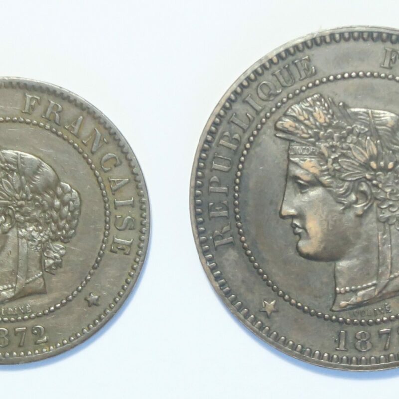 1872 5 & 10 Centimes EF Paris Mint