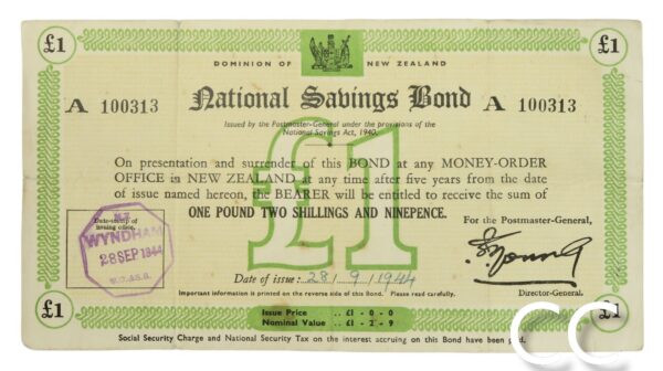 NZ National Savings Bond 1944