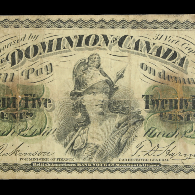 Canada 25 cent note1870