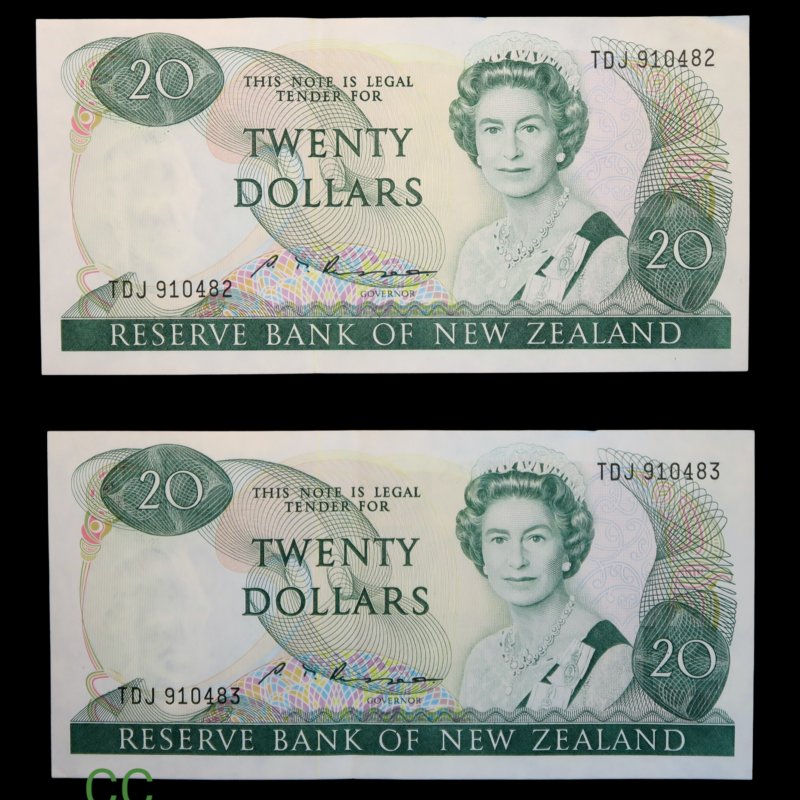 New zealand 20 dollars 1985