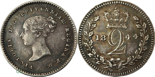 Maundy money twopence 1844