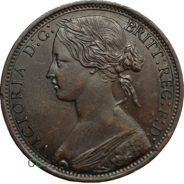 British penny 1872 strong details
