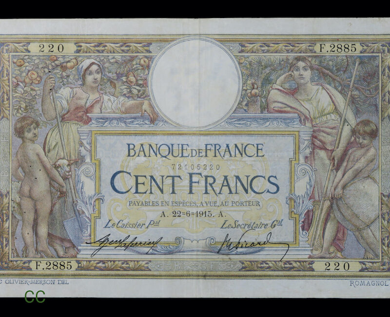 French 100 francs 1915 note