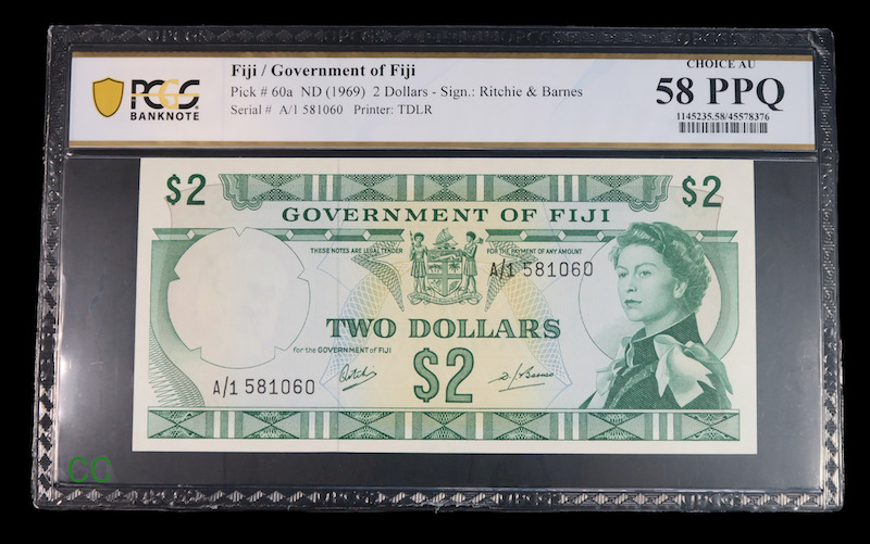 Fiji two dollars note 1969