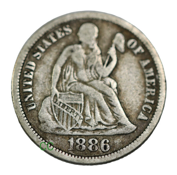 Seated liberty dime 1886