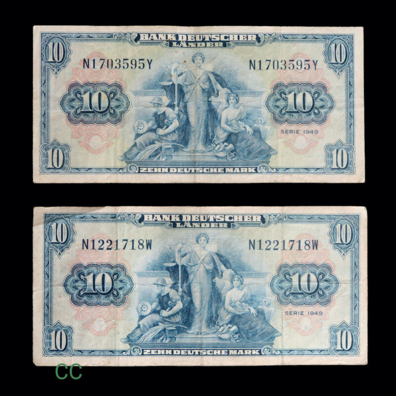 German 10 marks notes 1949