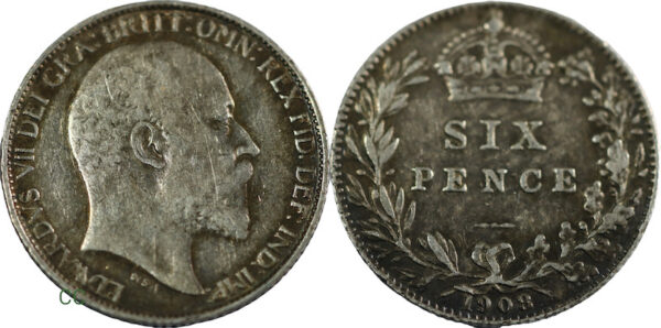 Edward seventh 1908 sixpence