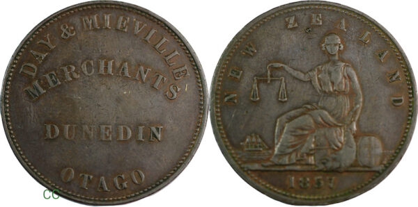 Day and mieville penny token 1857
