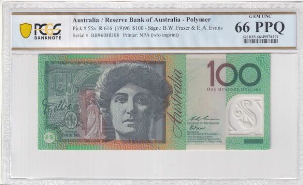 Australia 1996 hundred dollars gem 66