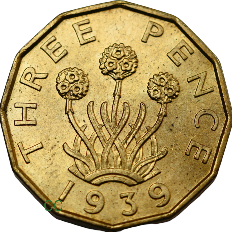 1939 threepence uncirculated