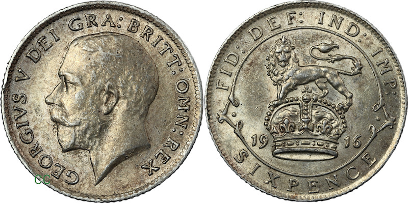 1916 british sixpence