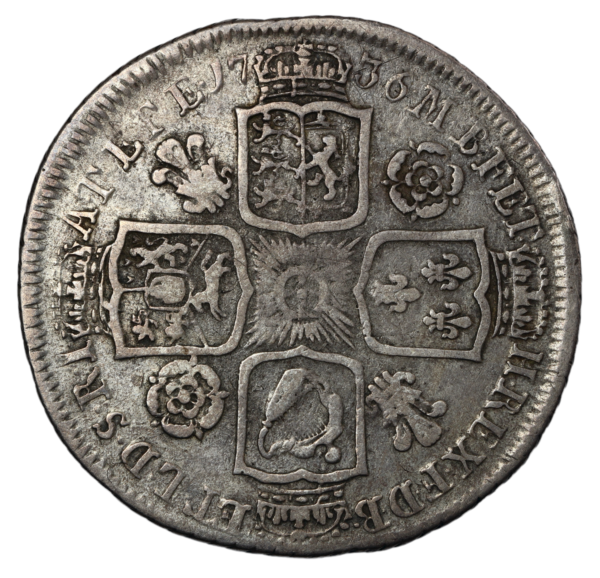 Shilling with roses and plumes