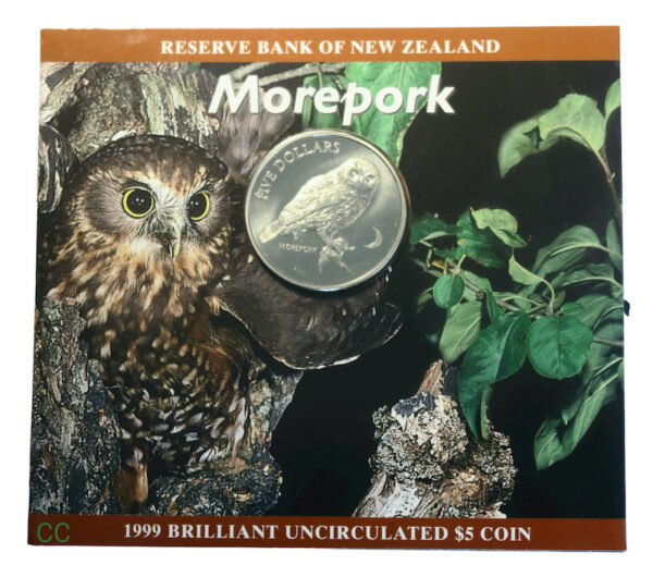 Morepork 5 dollar coin 1999