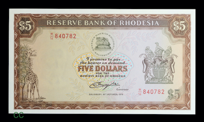 Rhodesian 5 dollars 1978