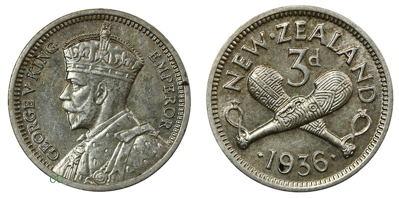 1936 new zealand 3 pence