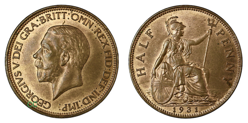 British 1931 halfpenny