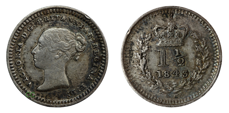 1843 three halfpence