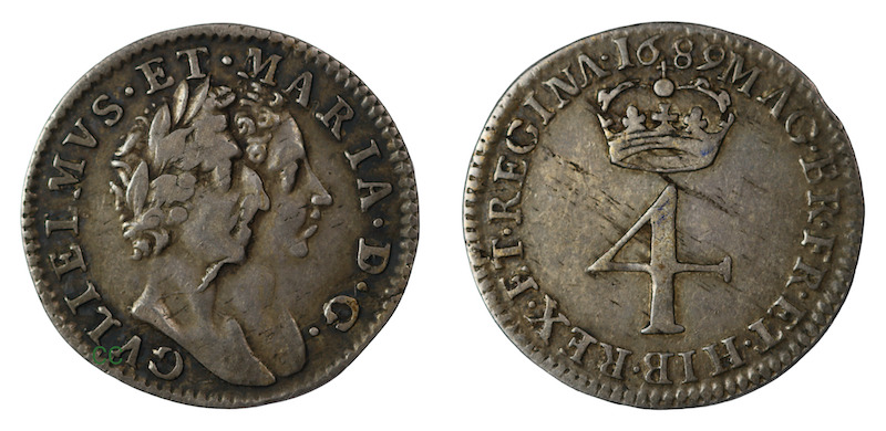 William and Mary 4 pence 1689