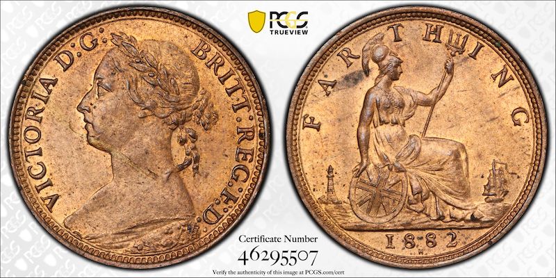 Heaton farthing 1882 red brown