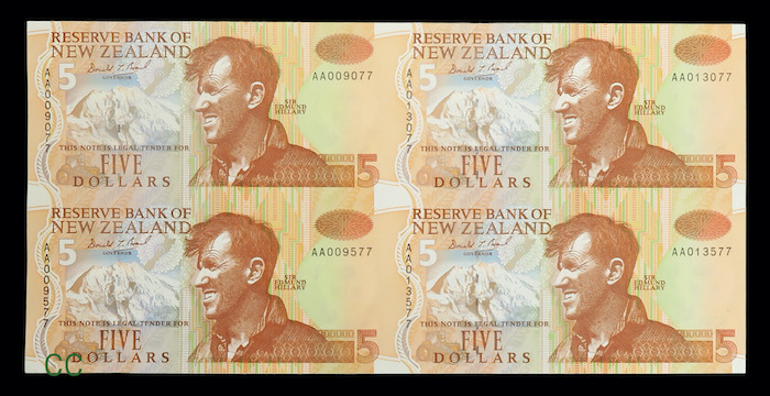 1992 five dollars block of 4