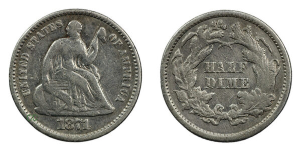 Seated liberty half dime 1871