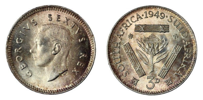 South african threepence 1949