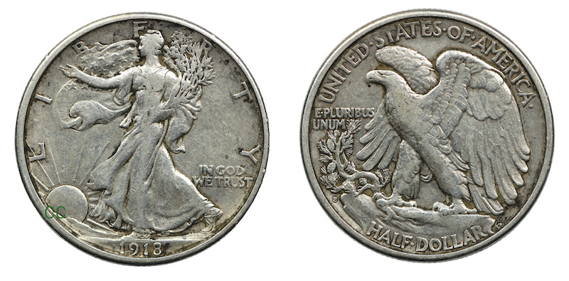Walking liberty half dollar 1918s