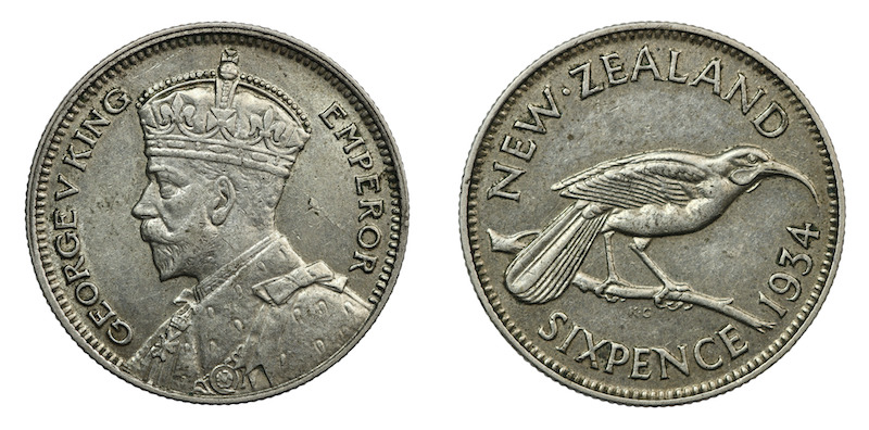 1934 new zealand sixpence