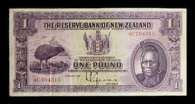 New zealand one pound note 1934