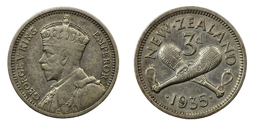 1935 new zealand threepence