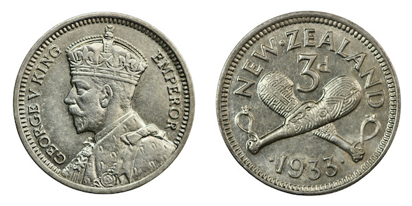 1933 new zealand threepence