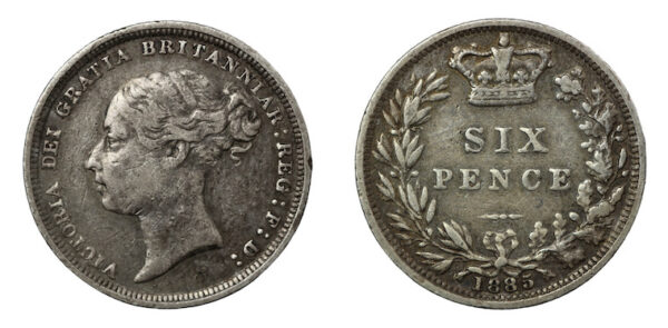 1885 sixpence